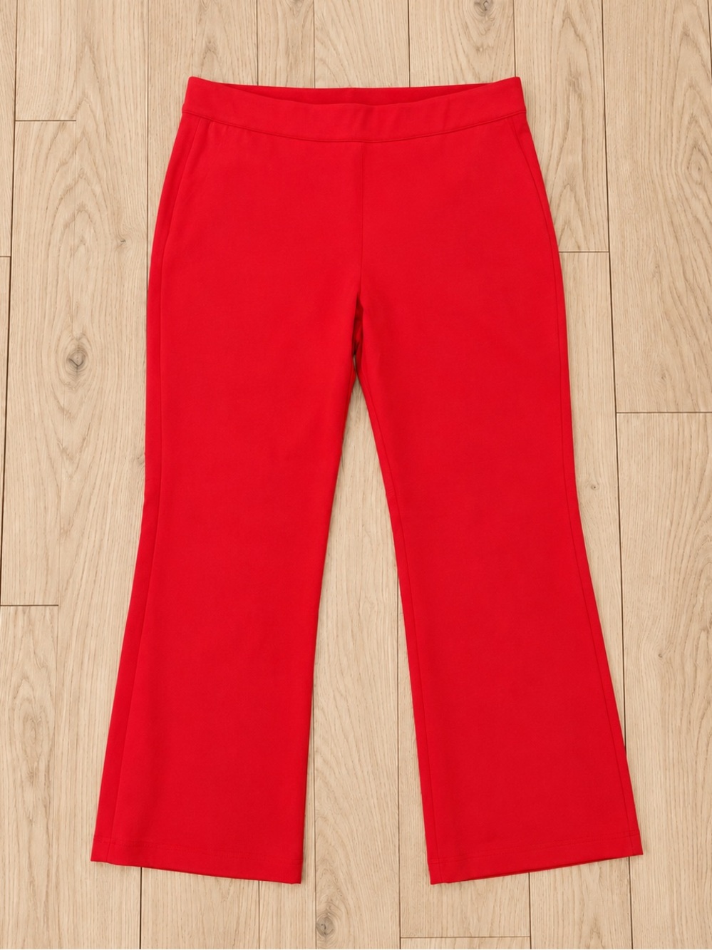 SPANX On-the-Go Kick Flare Pants Red Large Petite Pull-On Stretch Like New